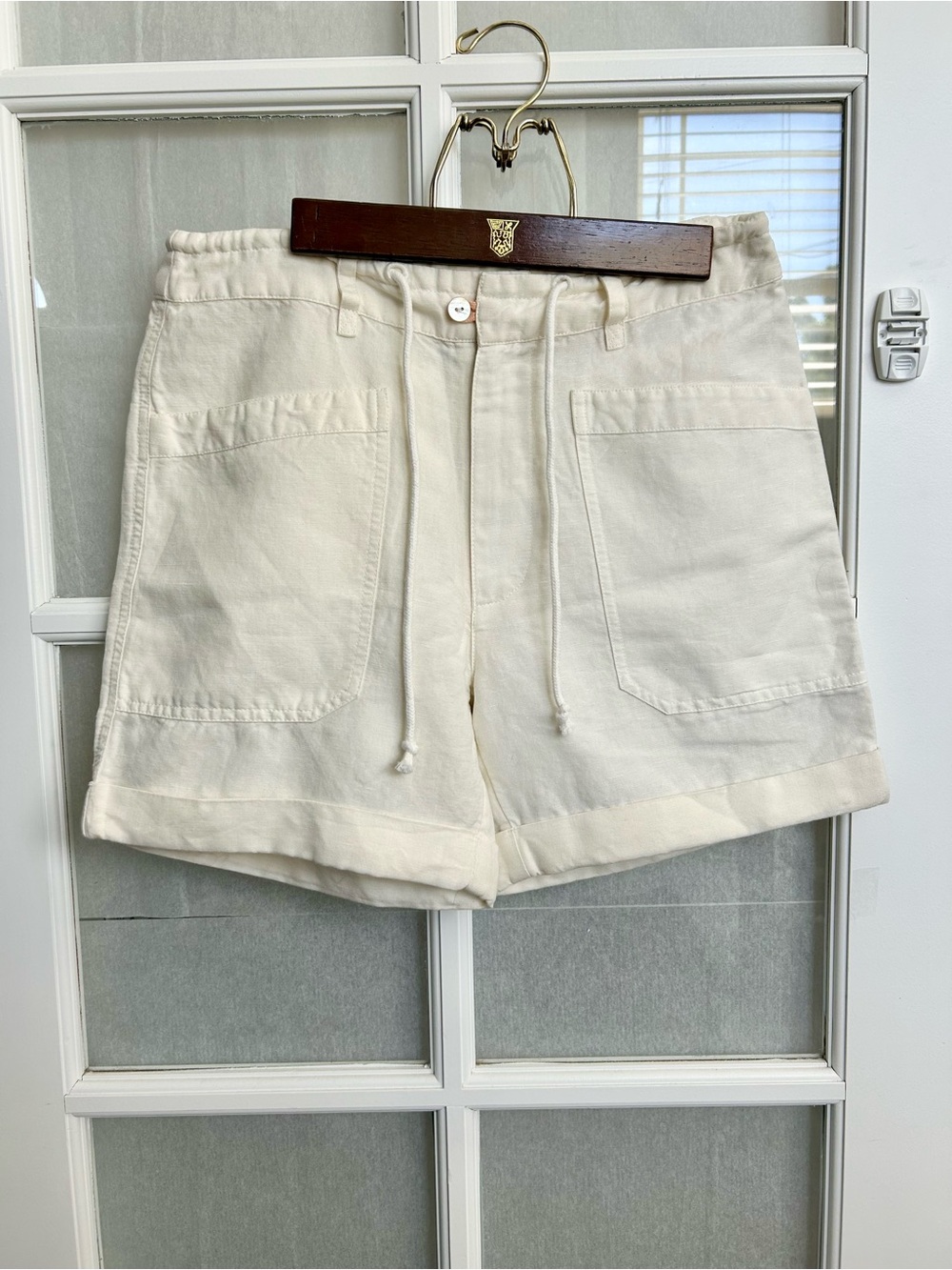 Sundance Cream High-Waist Drawstring Utility Shorts - Picture 3 of 6
